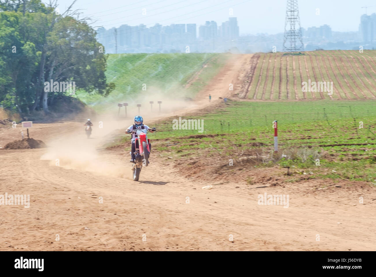 Course de moto hors route. photographié en toscane, italie Banque D'Images