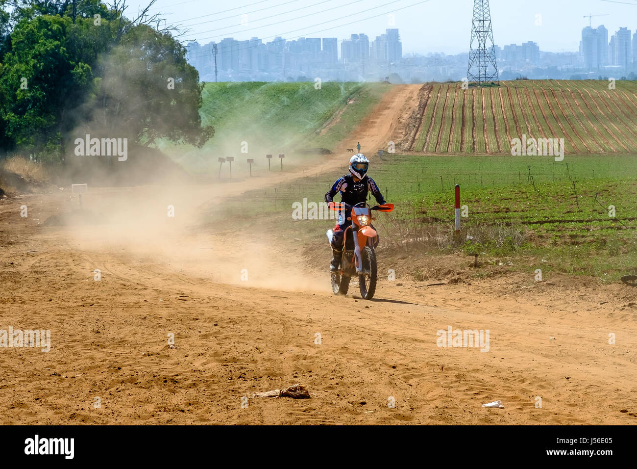 Course de moto hors route. photographié en toscane, italie Banque D'Images
