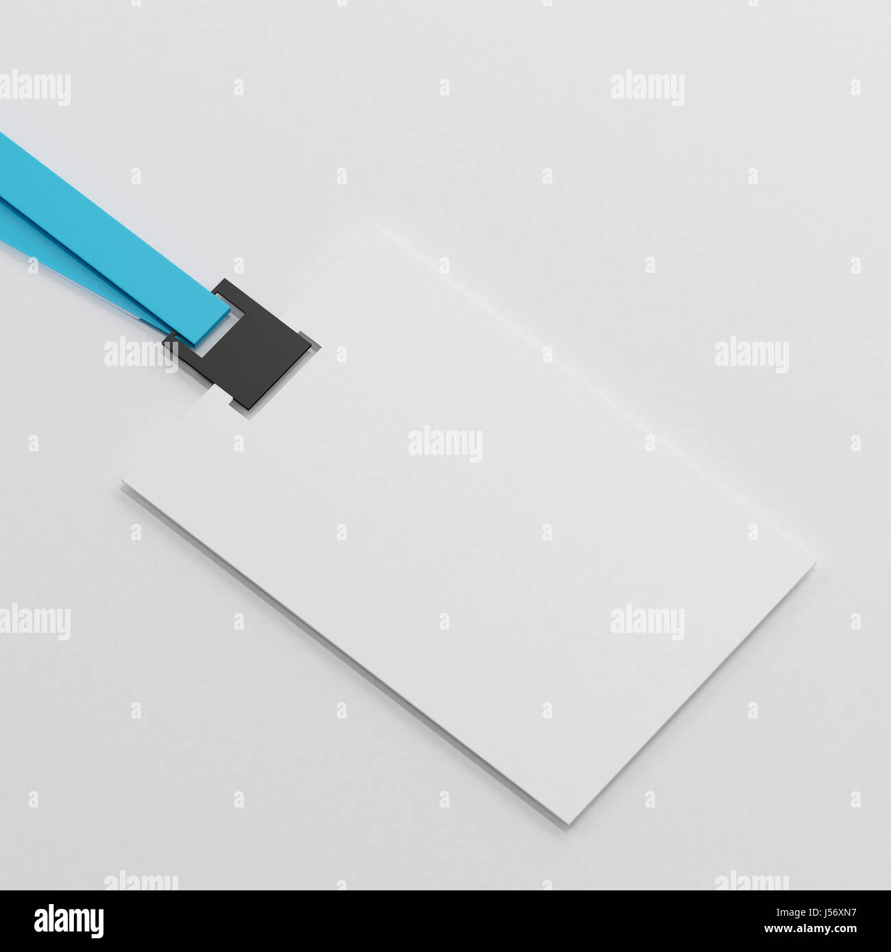 Carte d'identité vide réaliste ,Badge Vertical & Bio-métrique Card With Blue Ribbon Banque D'Images