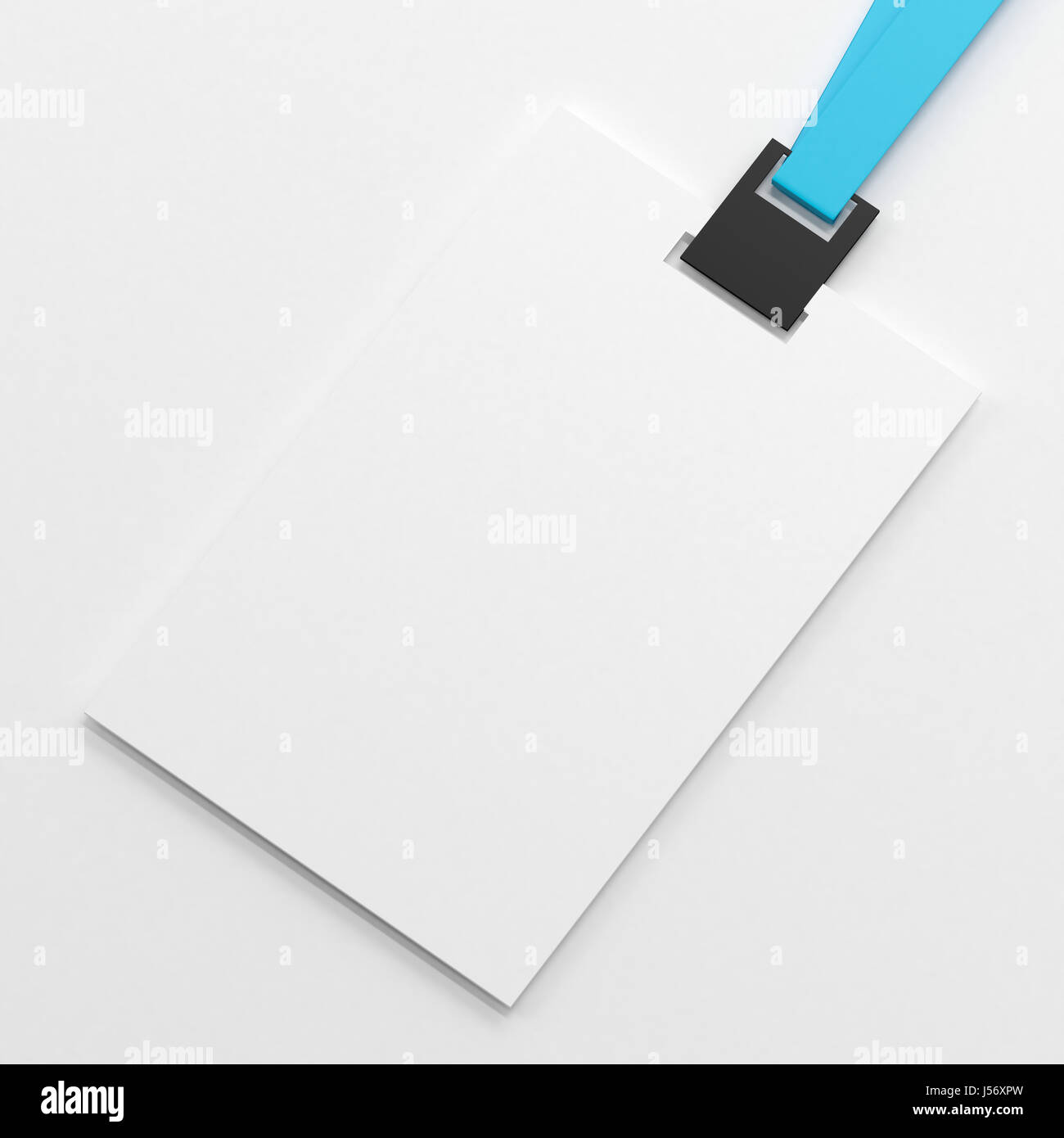 Carte d'identité vide réaliste ,Badge Vertical & Bio-métrique Card With Blue Ribbon Banque D'Images