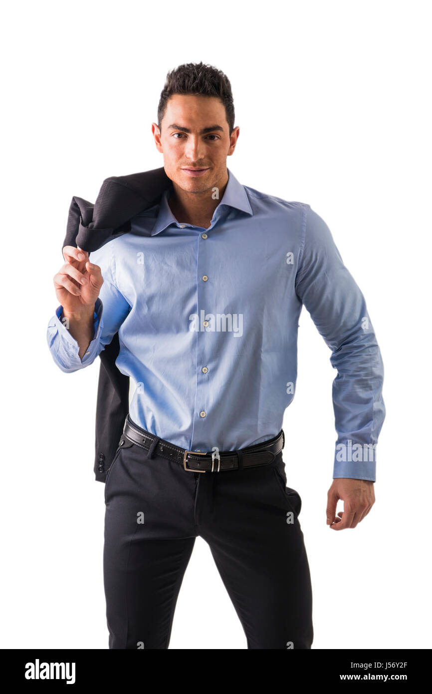 Beau jeune homme avec shirt isolated Banque D'Images