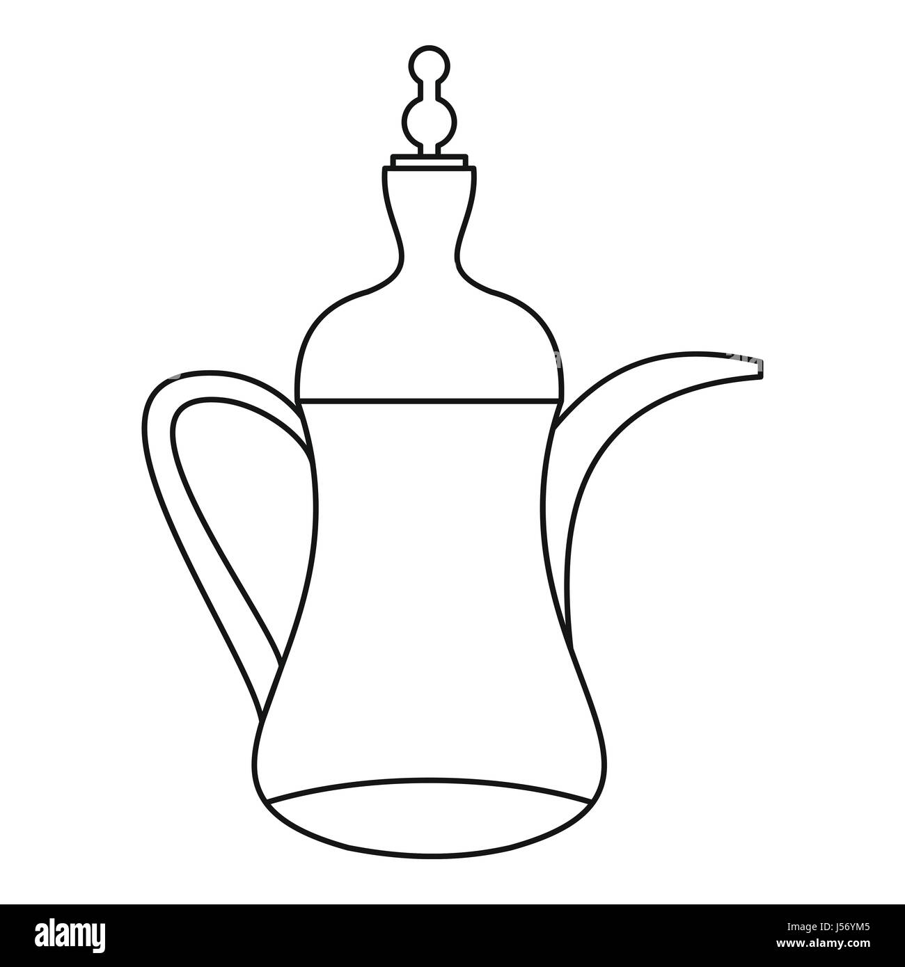 Pot de café arabe, l'icône de style contour Illustration de Vecteur