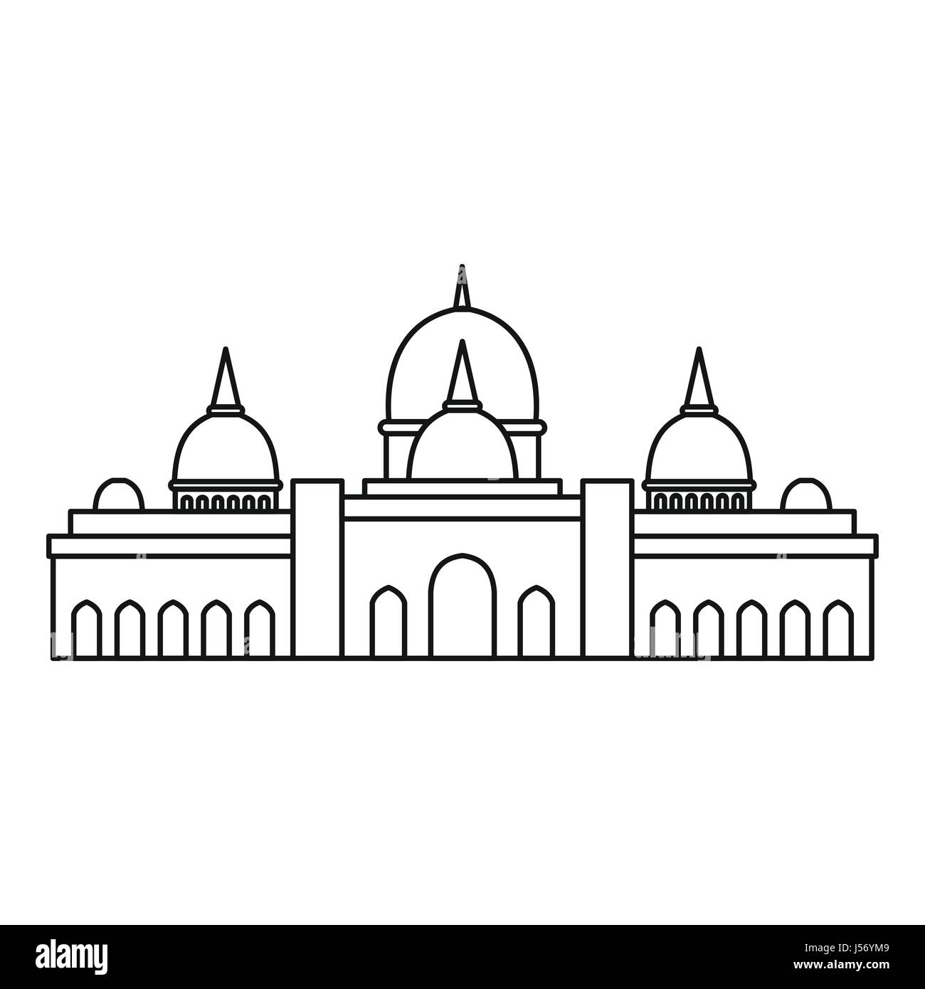 La mosquée Sheikh Zayed, Abu Dhabi, l'icône de style contour Illustration de Vecteur