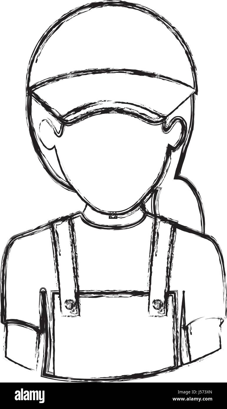 Contour flou monochrome avec demi-corps de femme livraison sans visage Illustration de Vecteur