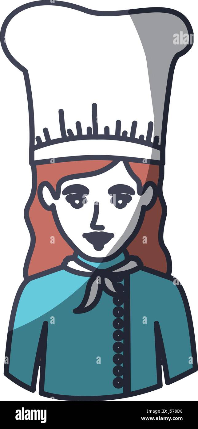 Silhouette de couleur et d'épaisseur de contour de la moitié de femme chef du corps Illustration de Vecteur