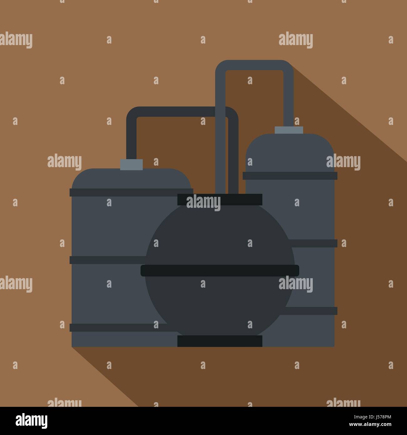 Raffinerie de pétrole, l'icône de style plat Illustration de Vecteur