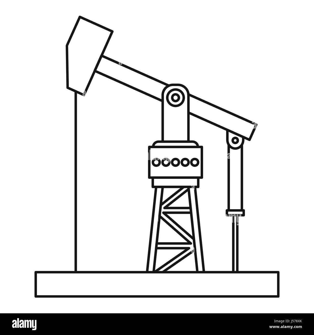Pumpjack huile style du contour, icône Illustration de Vecteur