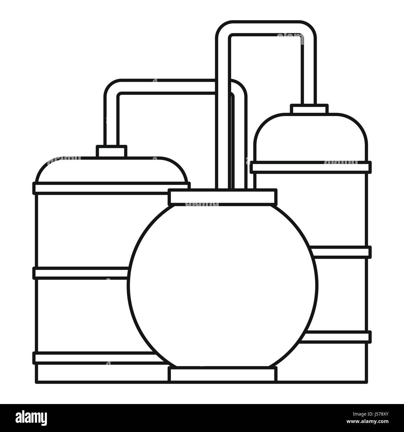 Raffinerie de pétrole, l'icône de style contour Illustration de Vecteur