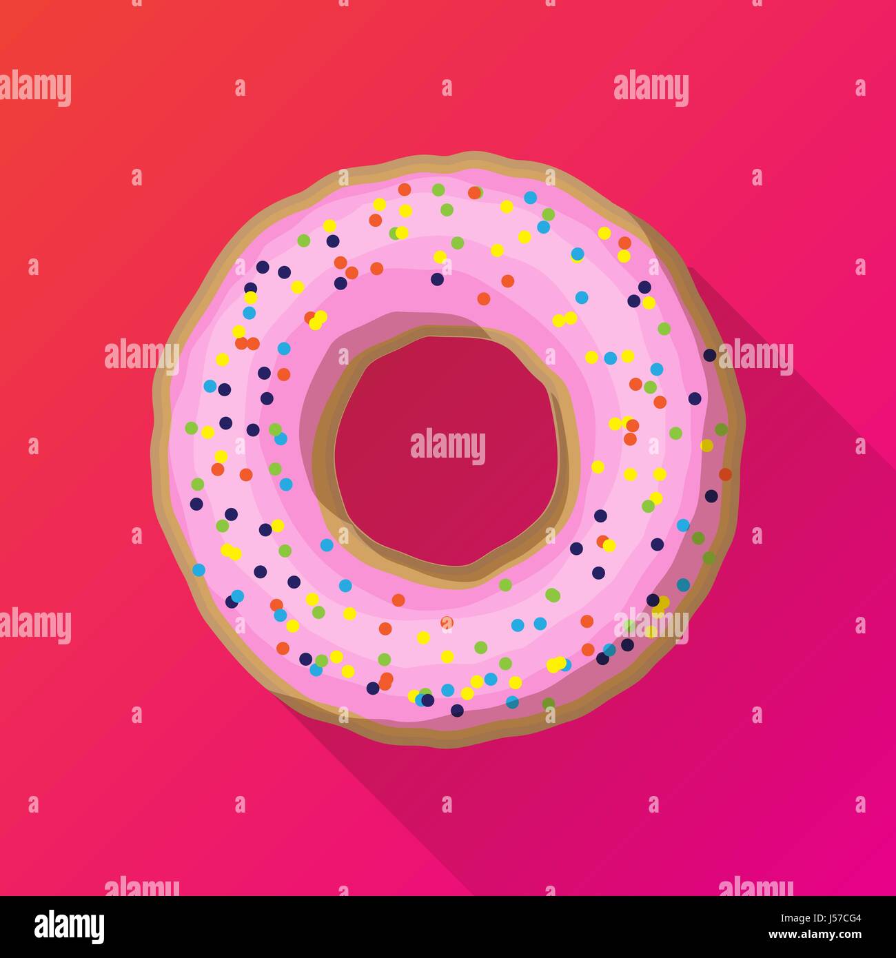 Un donut fraise avec sprinkles rose Illustration de Vecteur