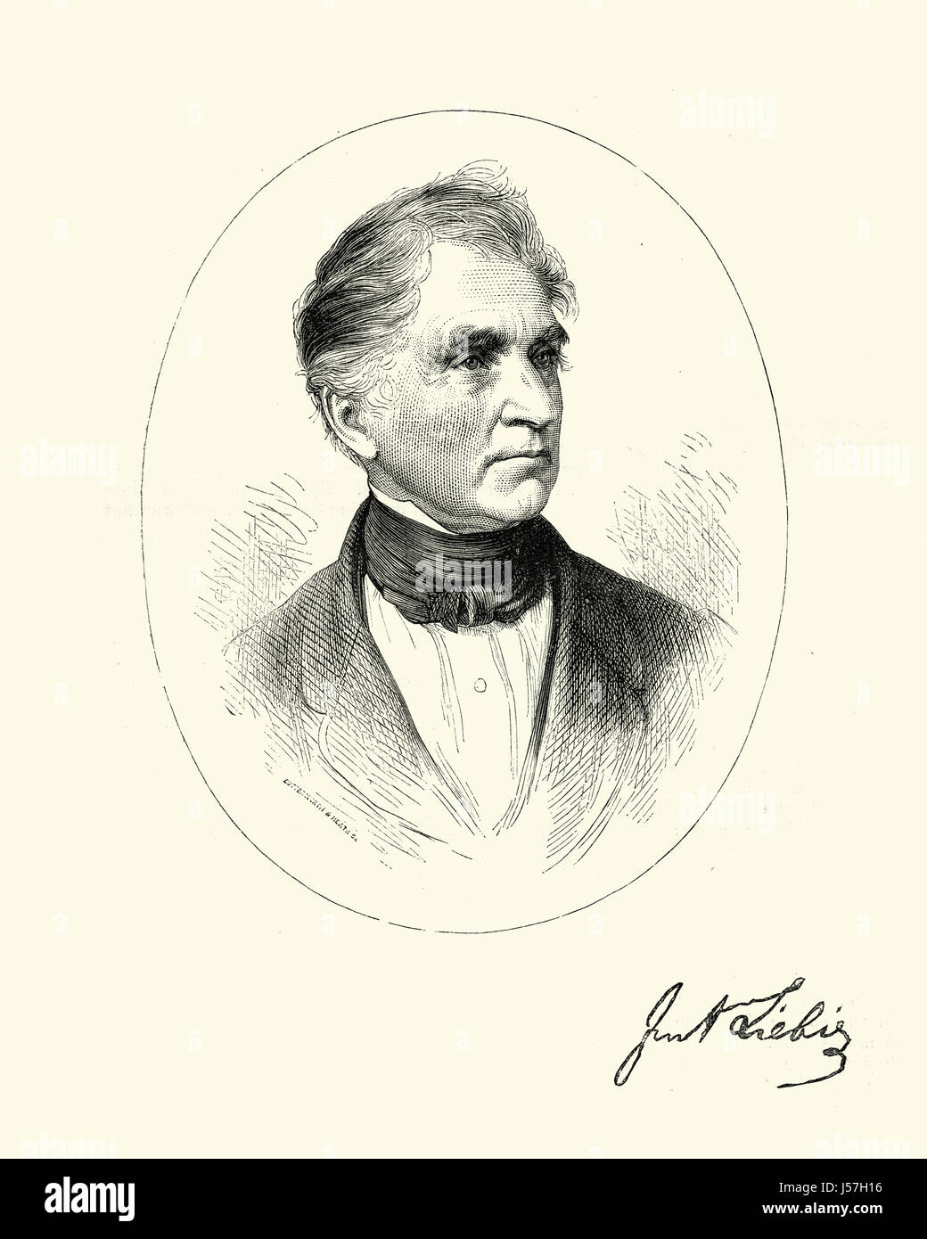 Vintage gravure de Justus von Liebig, était un chimiste allemand qui a fait d'importantes contributions à la chimie biologique et agricole, et a été considéré comme Banque D'Images