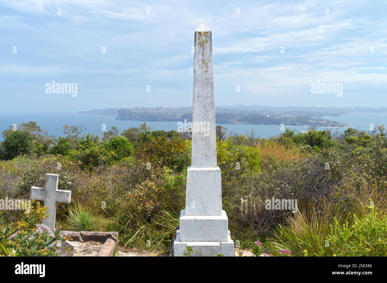 Station de quarantaine au cimetière surplombant le port de sydney de Sydney Harbour national park de manly Australie Nouvelle Galles du sud Banque D'Images