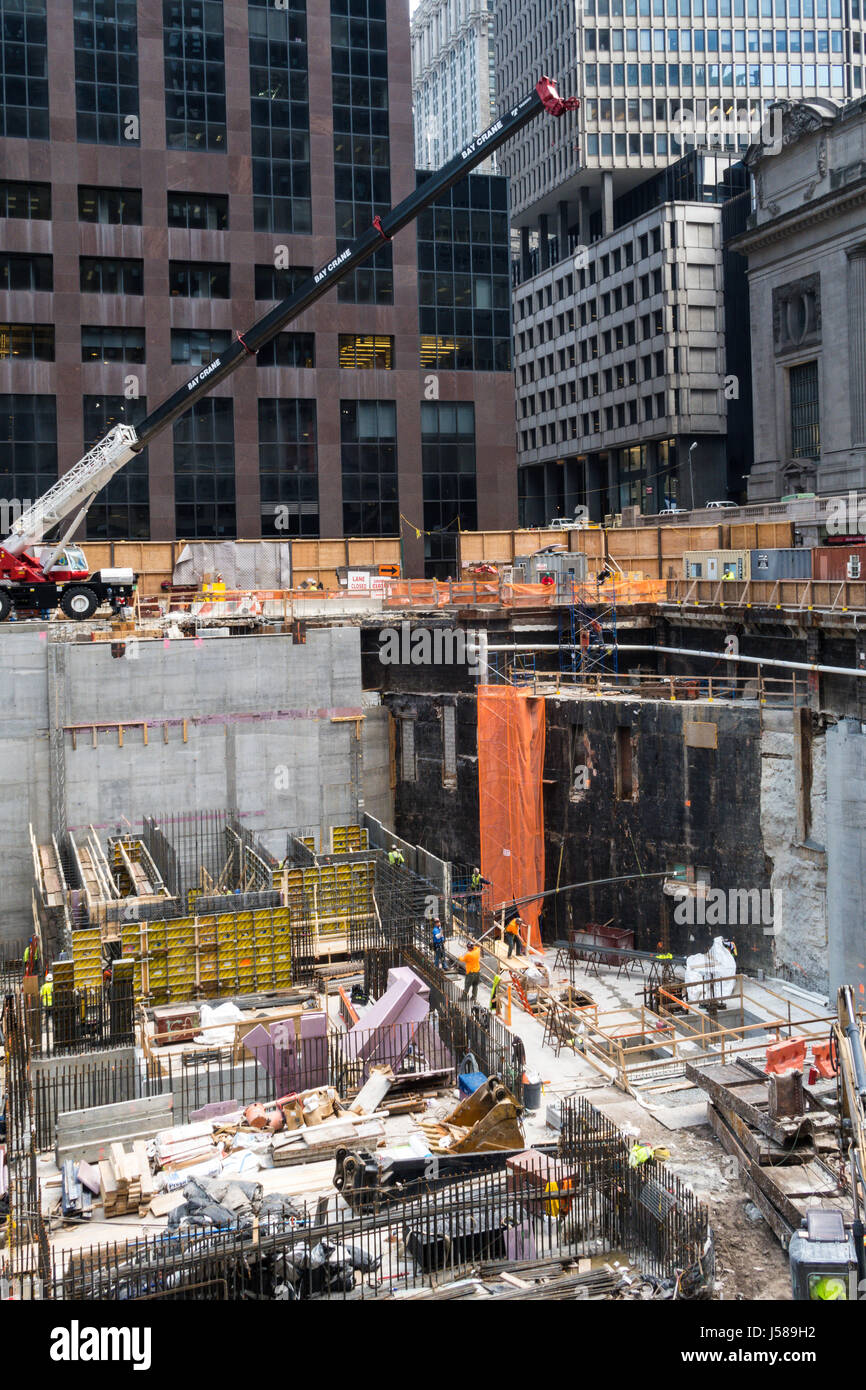 Chantier de construction de nouveaux commerçants avec ,New York City, USA Banque D'Images