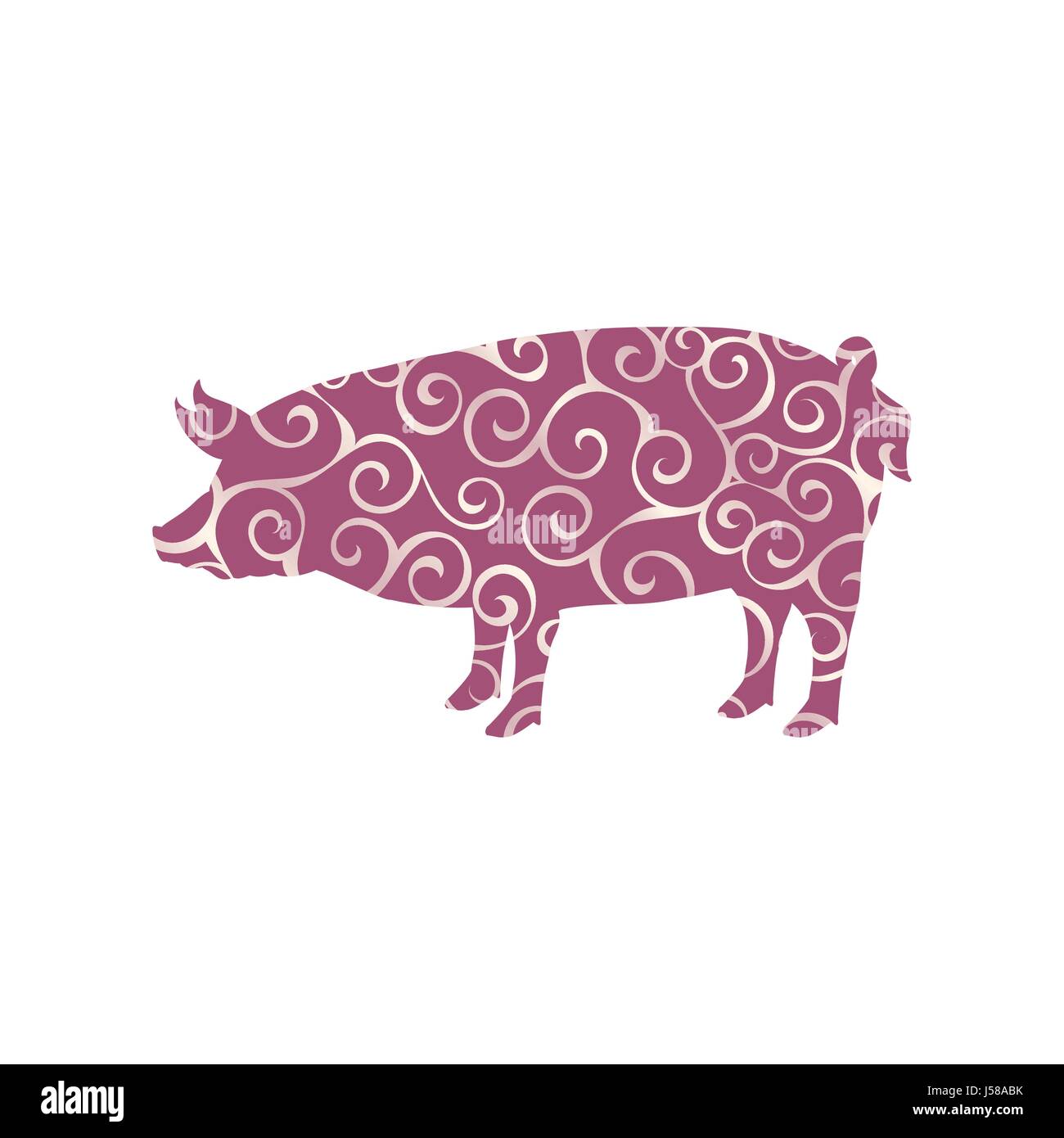 Exploitation porcine mammal animal silhouette couleur Illustration de Vecteur