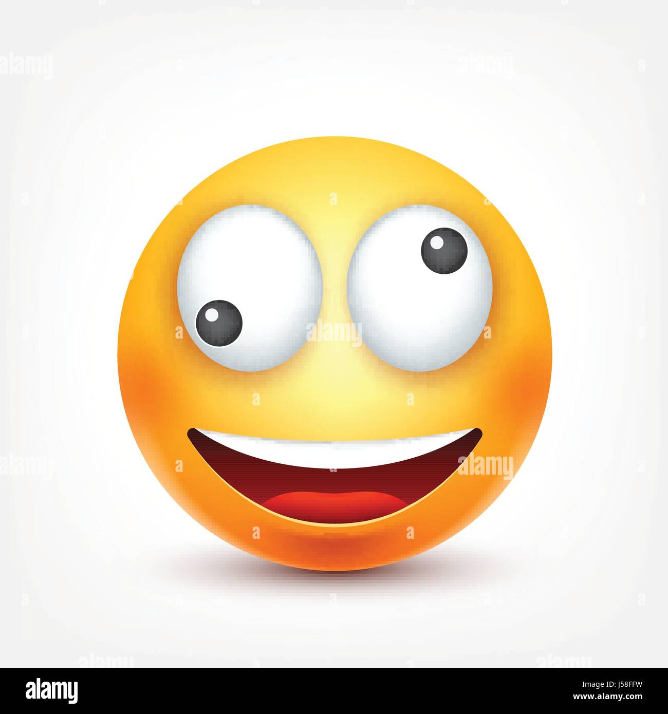 Smiley, émoticone. Avant jaune avec des émotions. L'expression du visage. Emoji 3D réaliste. Funny cartoon character.l'humeur. L'icône Web. Vector illustration. Illustration de Vecteur