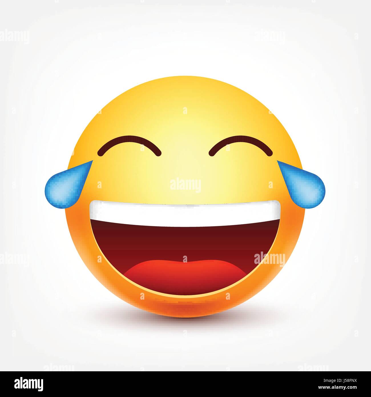 Smiley emoticon,rire avec des larmes. Avant jaune avec des émotions. L'expression du visage. Emoji 3D réaliste. Funny cartoon character.l'humeur. L'icône Web. Vector illustration. Illustration de Vecteur