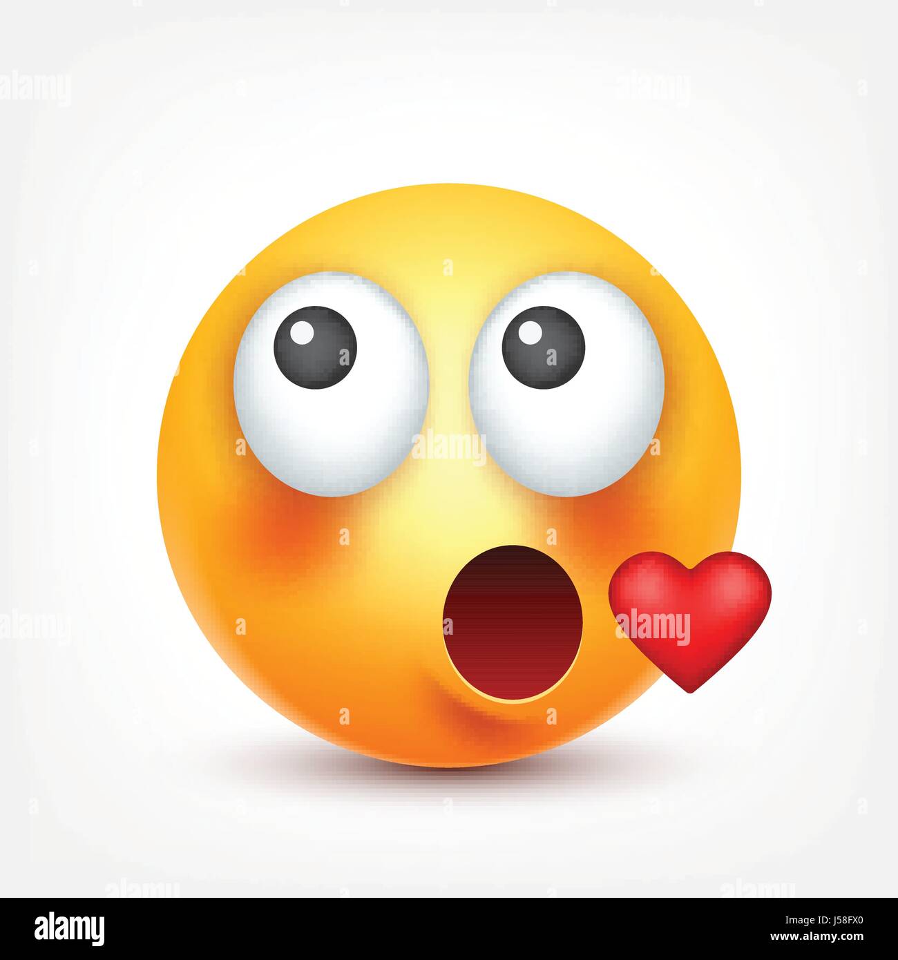 Smiley emoticon,avec coeur. Avant jaune avec des émotions. L'expression du visage. Emoji 3D réaliste. Funny cartoon character.l'humeur. L'icône Web. Vector illustration. Illustration de Vecteur