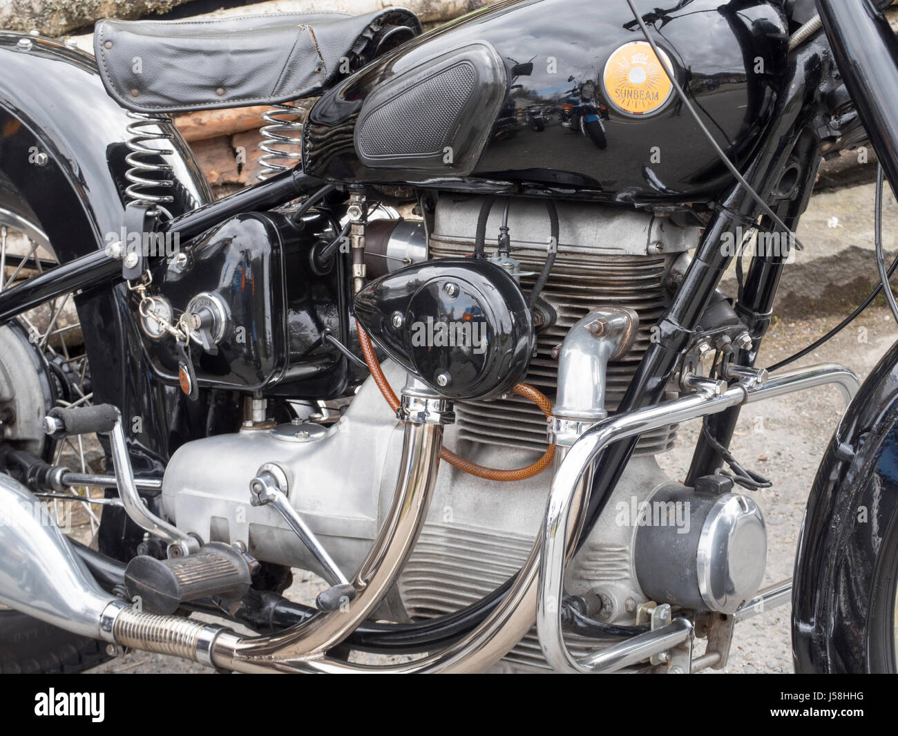 Détail du moteur de moto vintage Sunbeam Banque D'Images