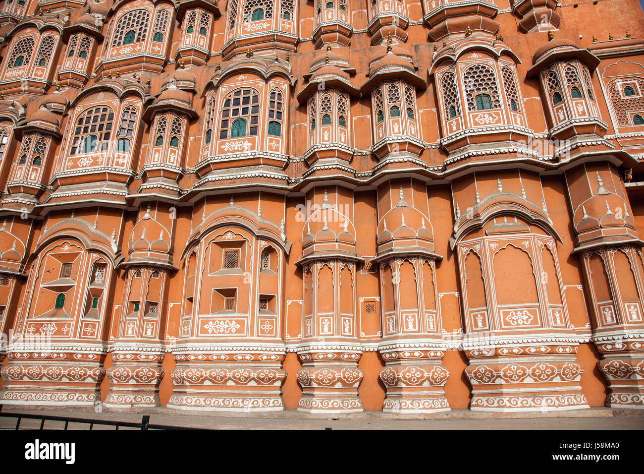 Hawamahal palais du vent à la Ville Rose de Jaipur, Inde, Rajasthan, Banque D'Images