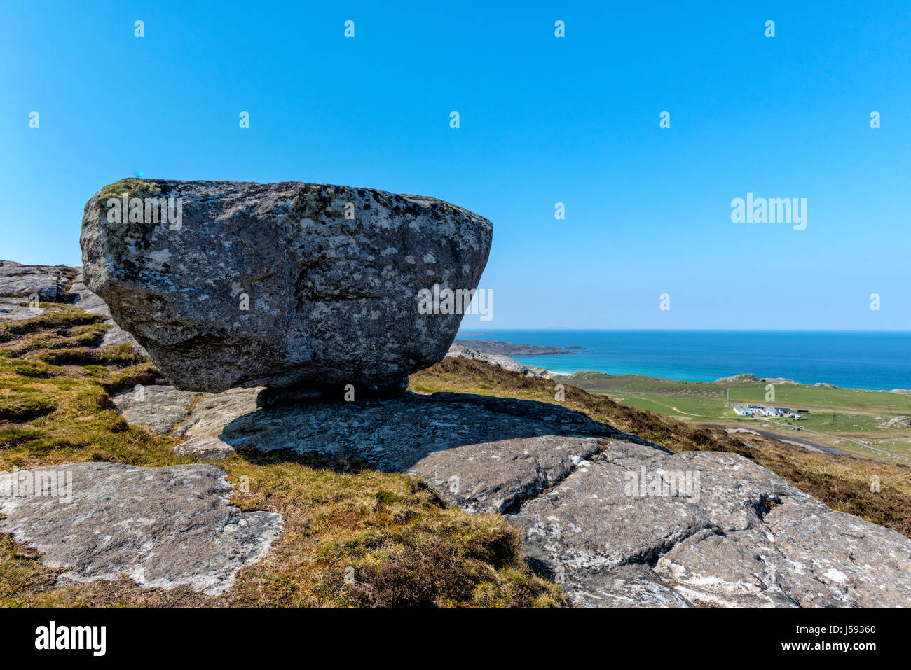 Bloc erratique sur Ben pleine l'île de Coll Ecosse Banque D'Images