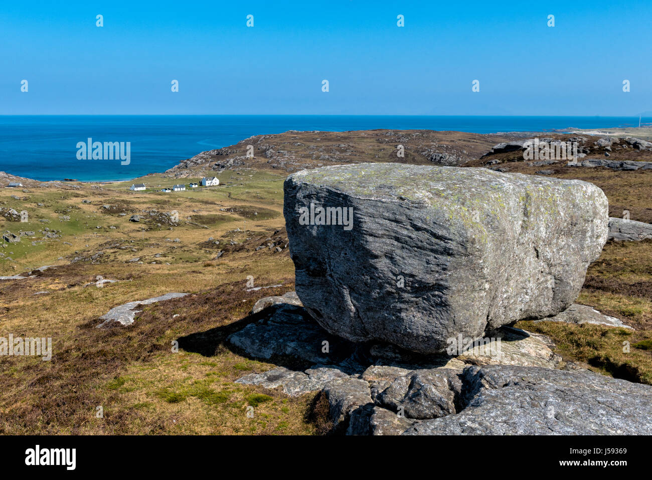 Bloc erratique sur Ben pleine l'île de Coll Ecosse Banque D'Images