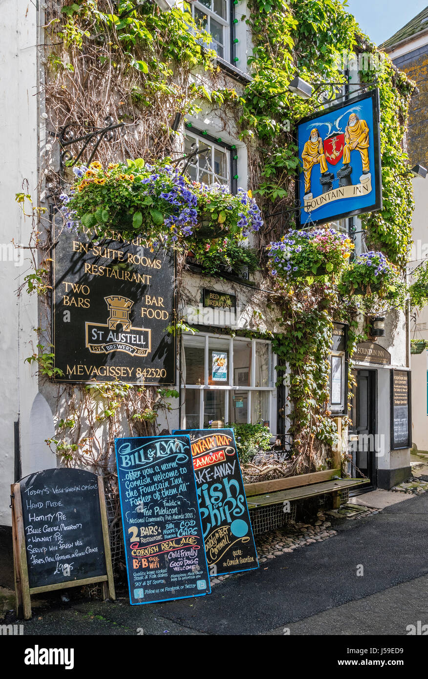 La fontaine inn à mevagissey, Cornwall, Angleterre, Grande-Bretagne, Royaume-Uni Banque D'Images
