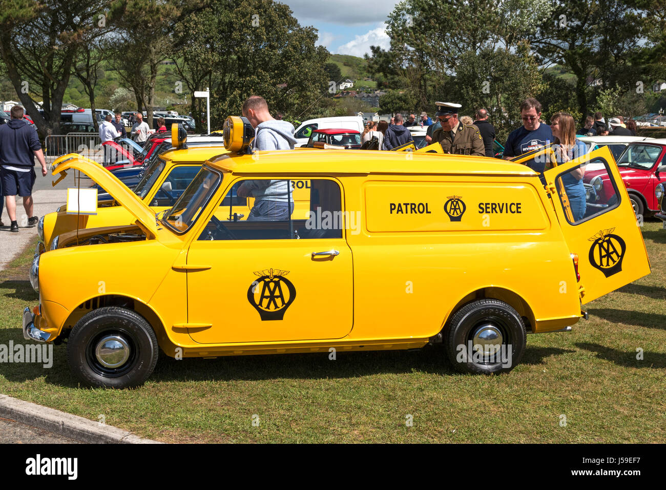 Une voiture de patrouille AA vintage à une mini classic car show à Cornwall, uk Banque D'Images