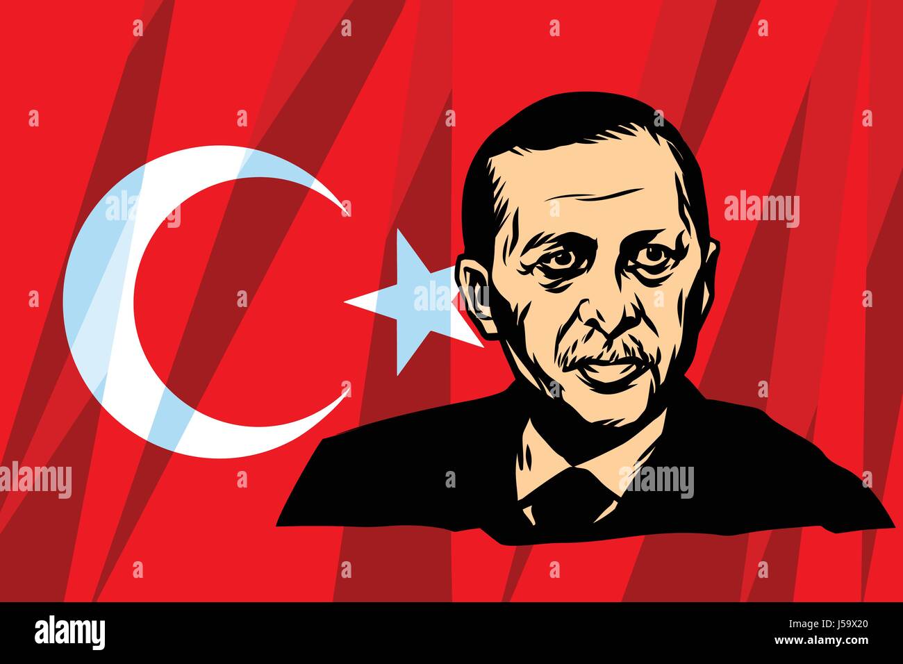 Le Président turc, Recep Tayyip Erdogan Illustration de Vecteur