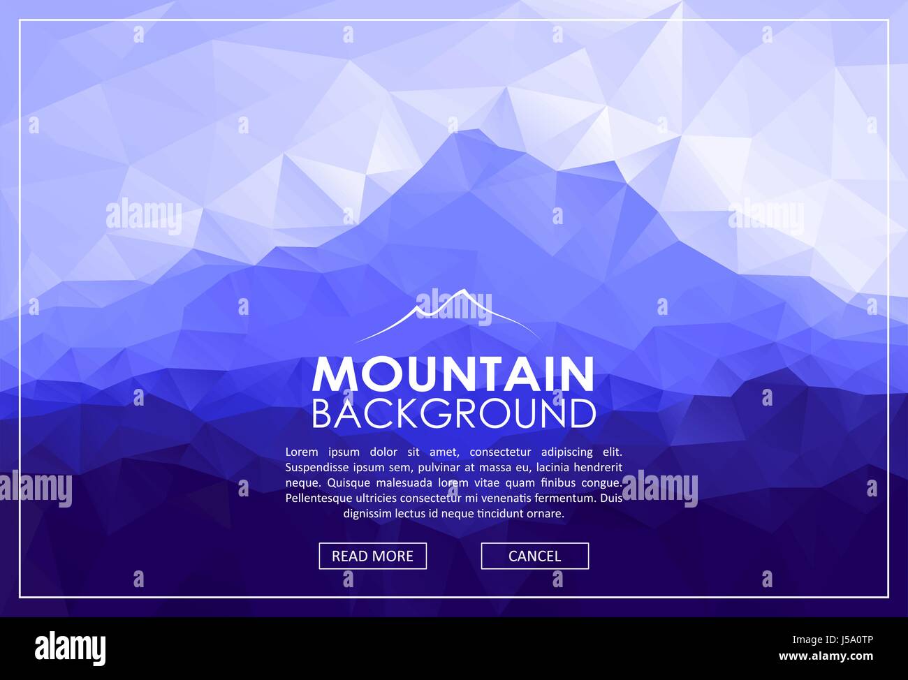 Paysage avec poly bas triangle bleu montagne Illustration de Vecteur