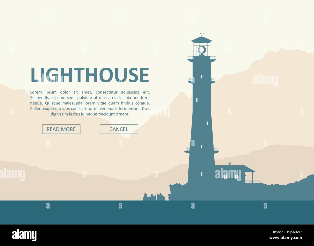Paysage avec Lighthouse Illustration de Vecteur