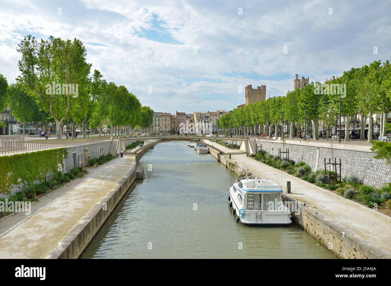 Canal de la Robine à Narbonne. Banque D'Images