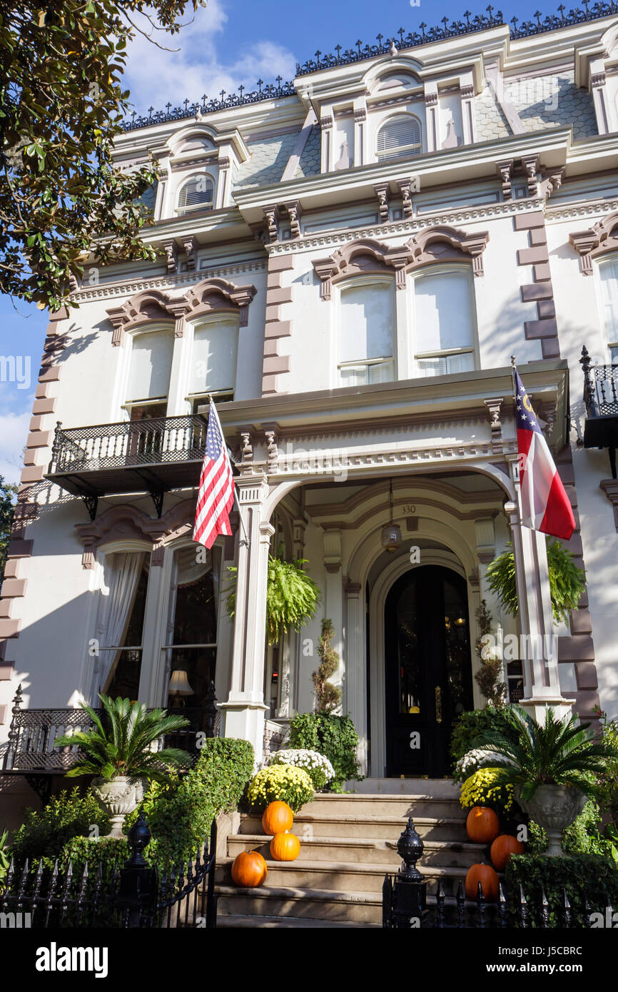 Georgia Savannah, quartier historique de Savannah, Lafayette Square, Hamilton Turner Inn, 1873, chambres d'hôtes, B&B, architecture second Empire, Samuel Hamilton m Banque D'Images