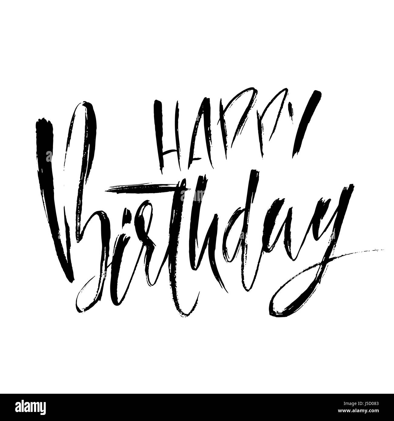 Joyeux anniversaire. La brosse sèche moderne lettrage pour invitation et carte de souhaits, estampes et affiches. Inscription manuscrite. Dessin calligraphique. Vector illustration. Illustration de Vecteur