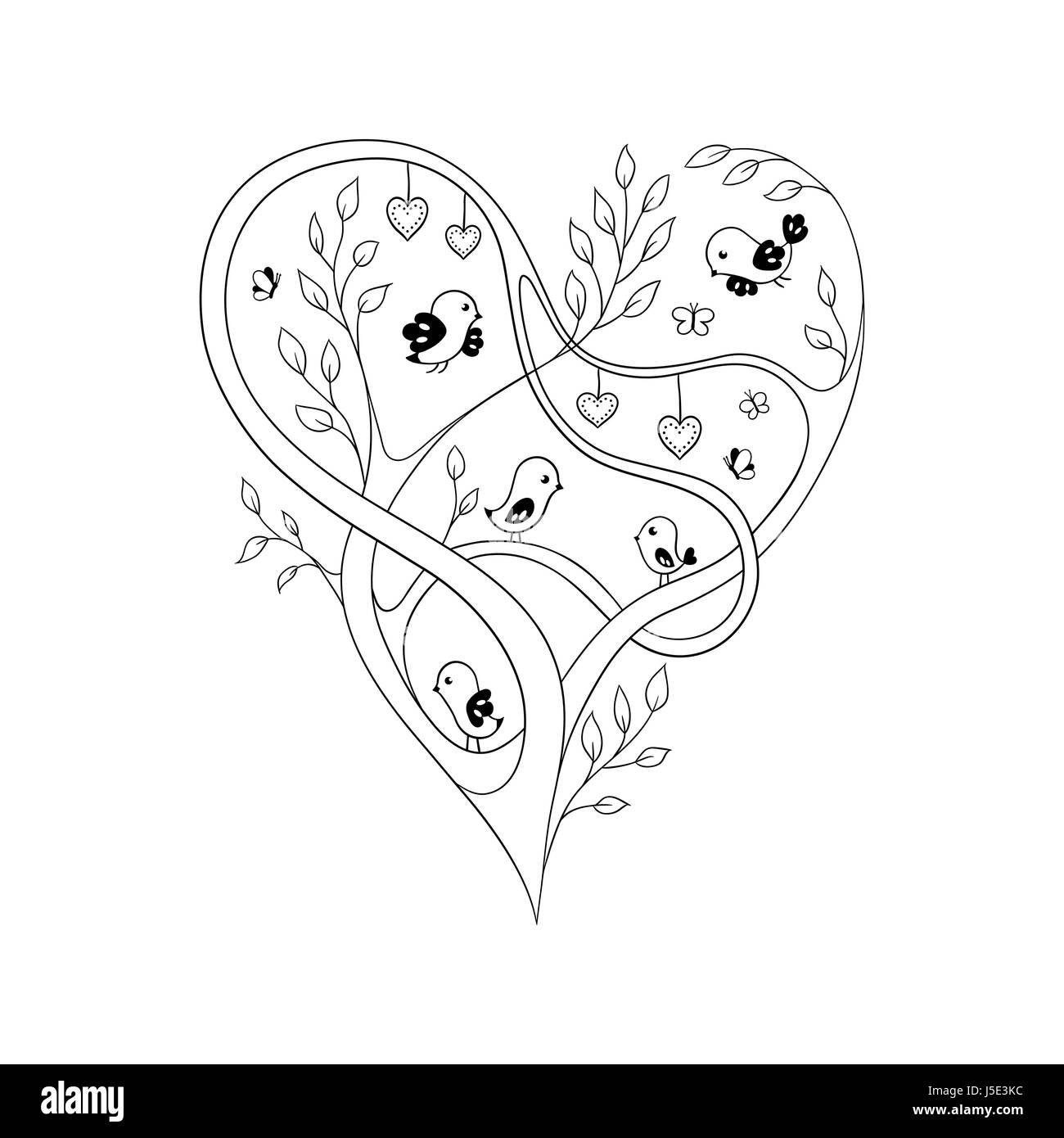 Coeur Fleuri élégant Formé Par Les Branches Darbres D