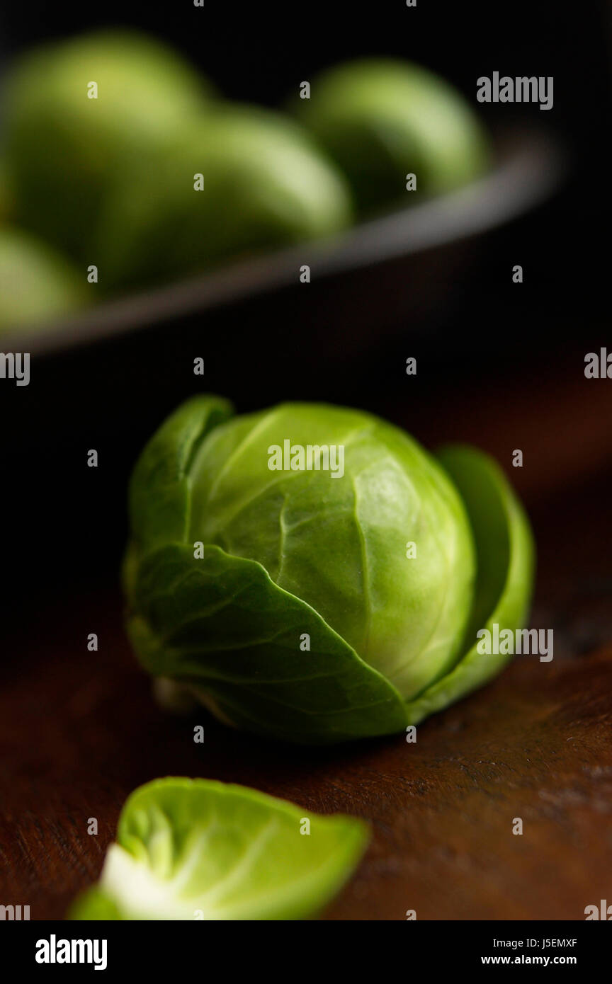 Les choux de Bruxelles, Brassica oleracea bullata, Stusio shot de légumes de couleur verte. Banque D'Images