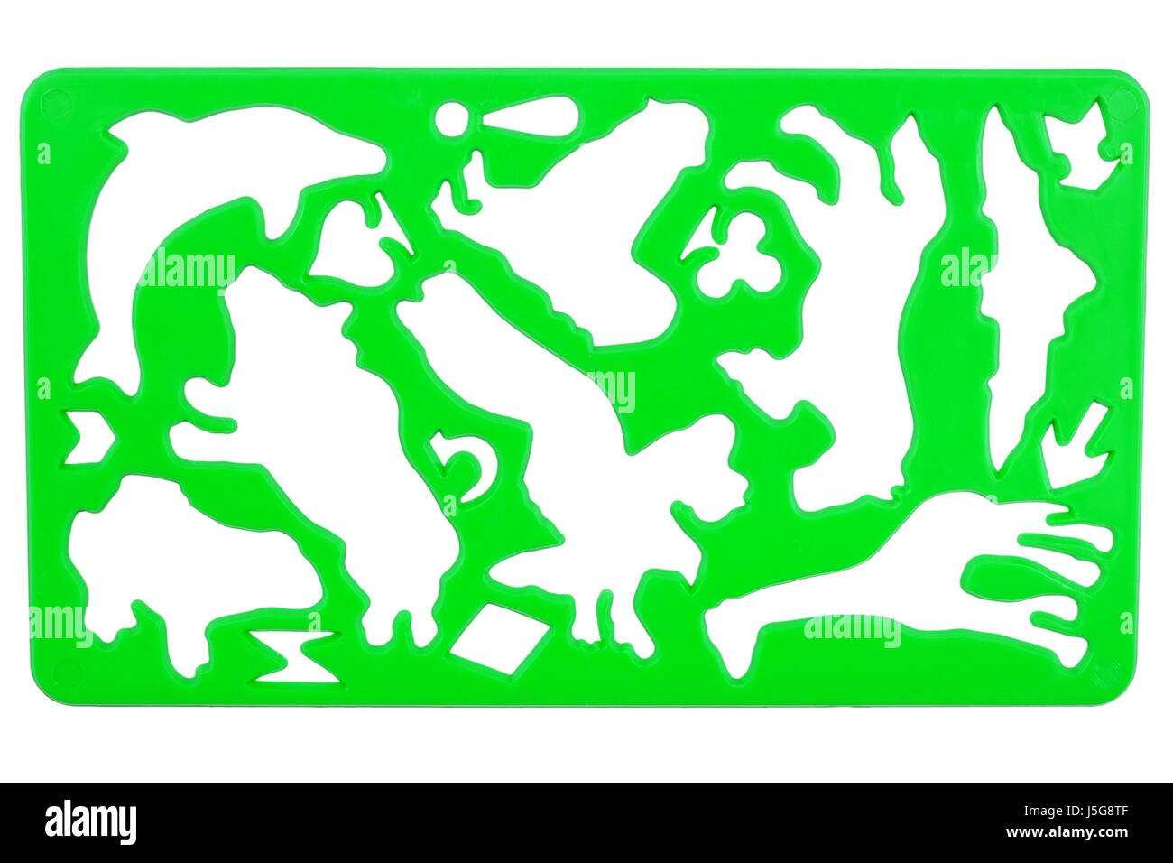 Ancien pochoir en plastique vert isolated on white Banque D'Images