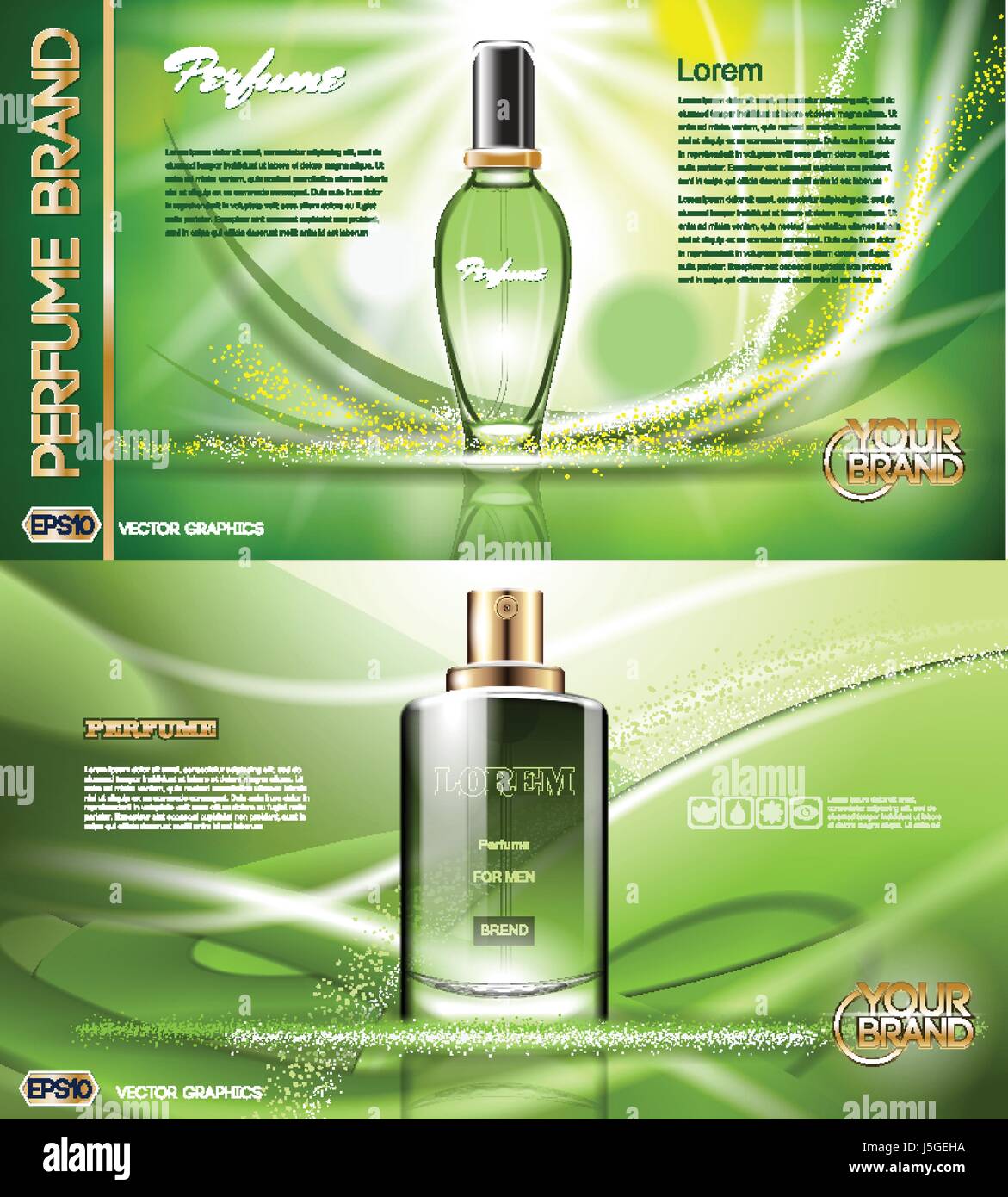 Vecteur Numérique Verre Vert Parfum Pour Hommes Et Femmes Avec Une