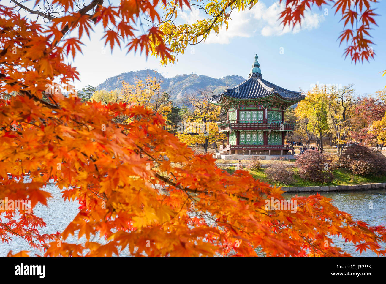 Gyeongbokgung palace en automne, Séoul, Corée du Sud. Banque D'Images