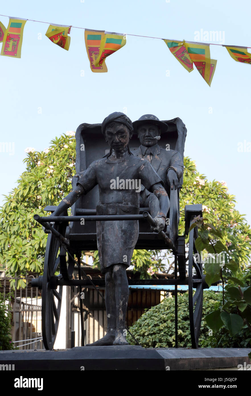Fort Colombo Sri Lanka Grand Oriental Hotel Sculpture de pousse-pousse Banque D'Images