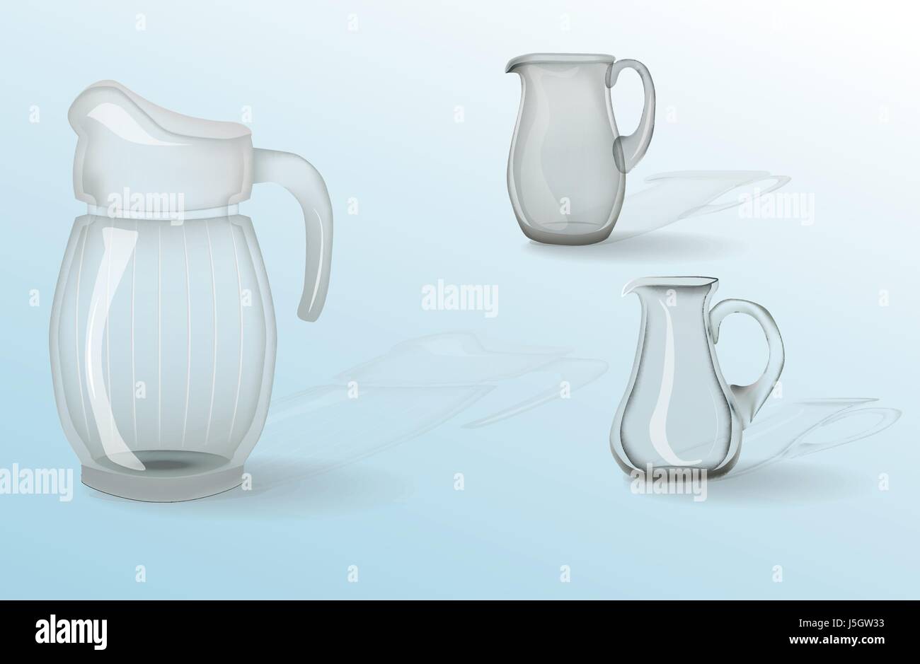 Verrerie, jug, verre, tasse. Articles ménagers décoration Illustration de Vecteur