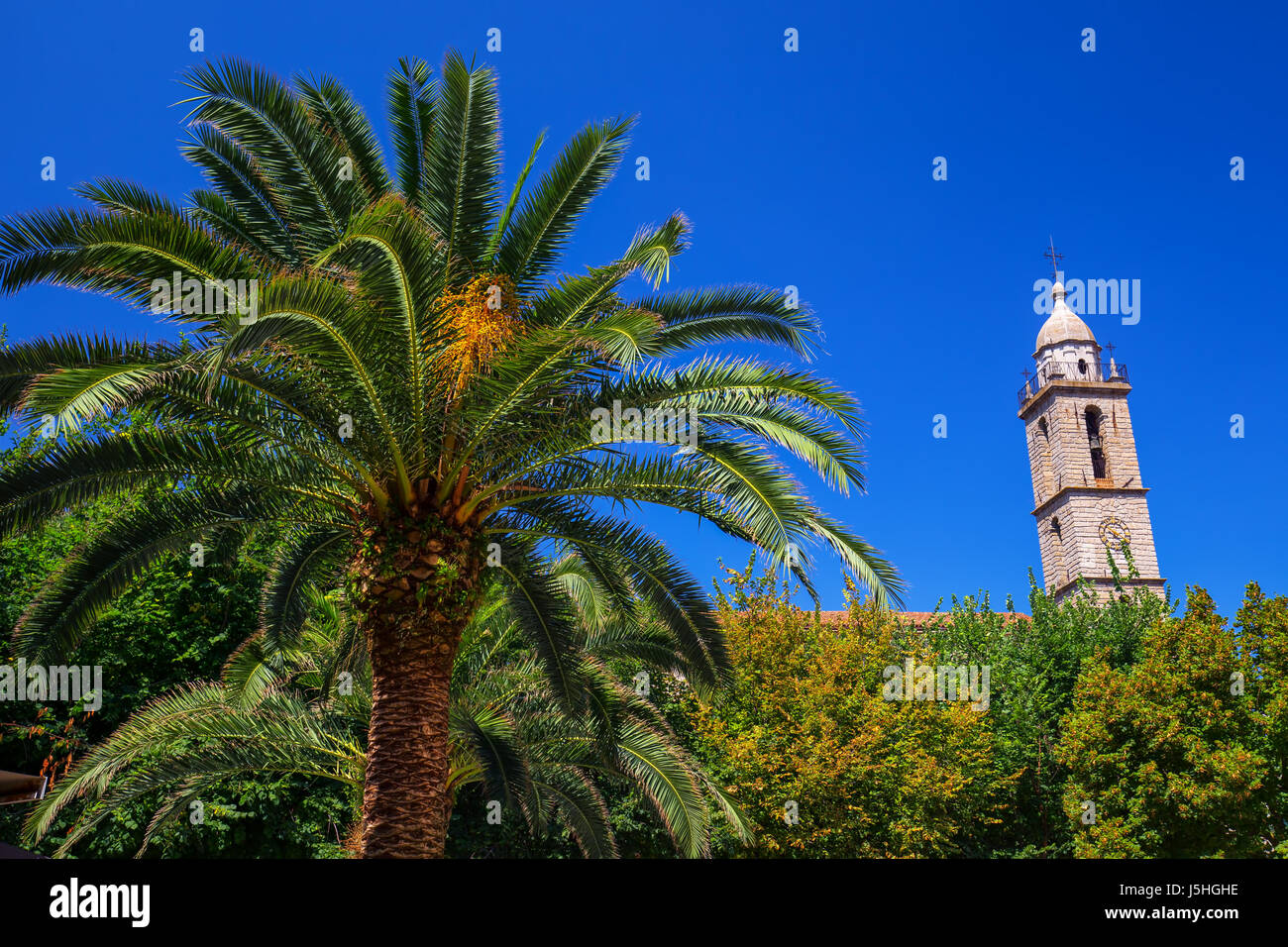 Vieux Centre-ville de la ville de Sartene, Corse, France, Europe. Banque D'Images