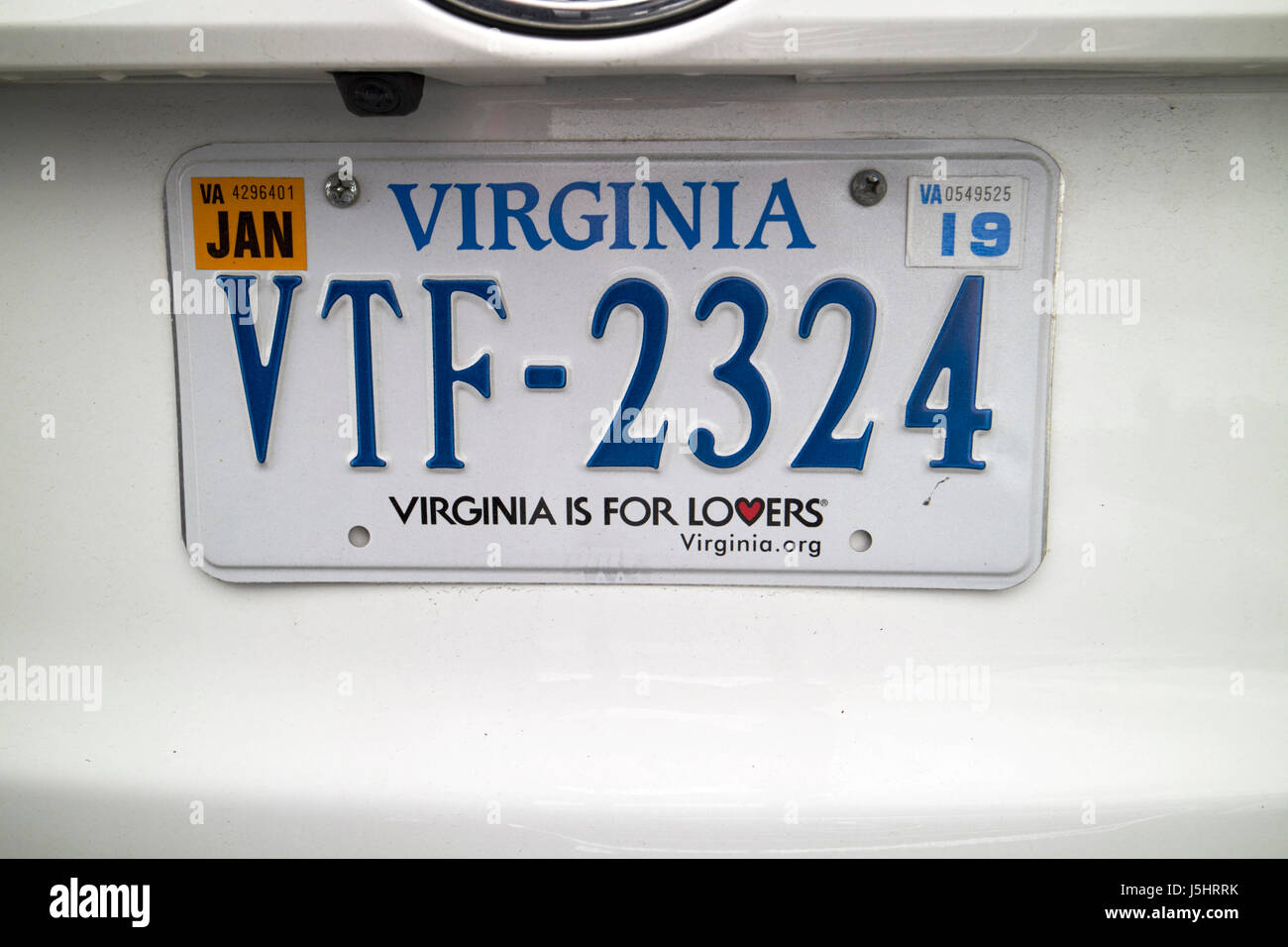 Virginia est pour les amoureux de la plaque d'Etat des Etats-Unis Banque D'Images