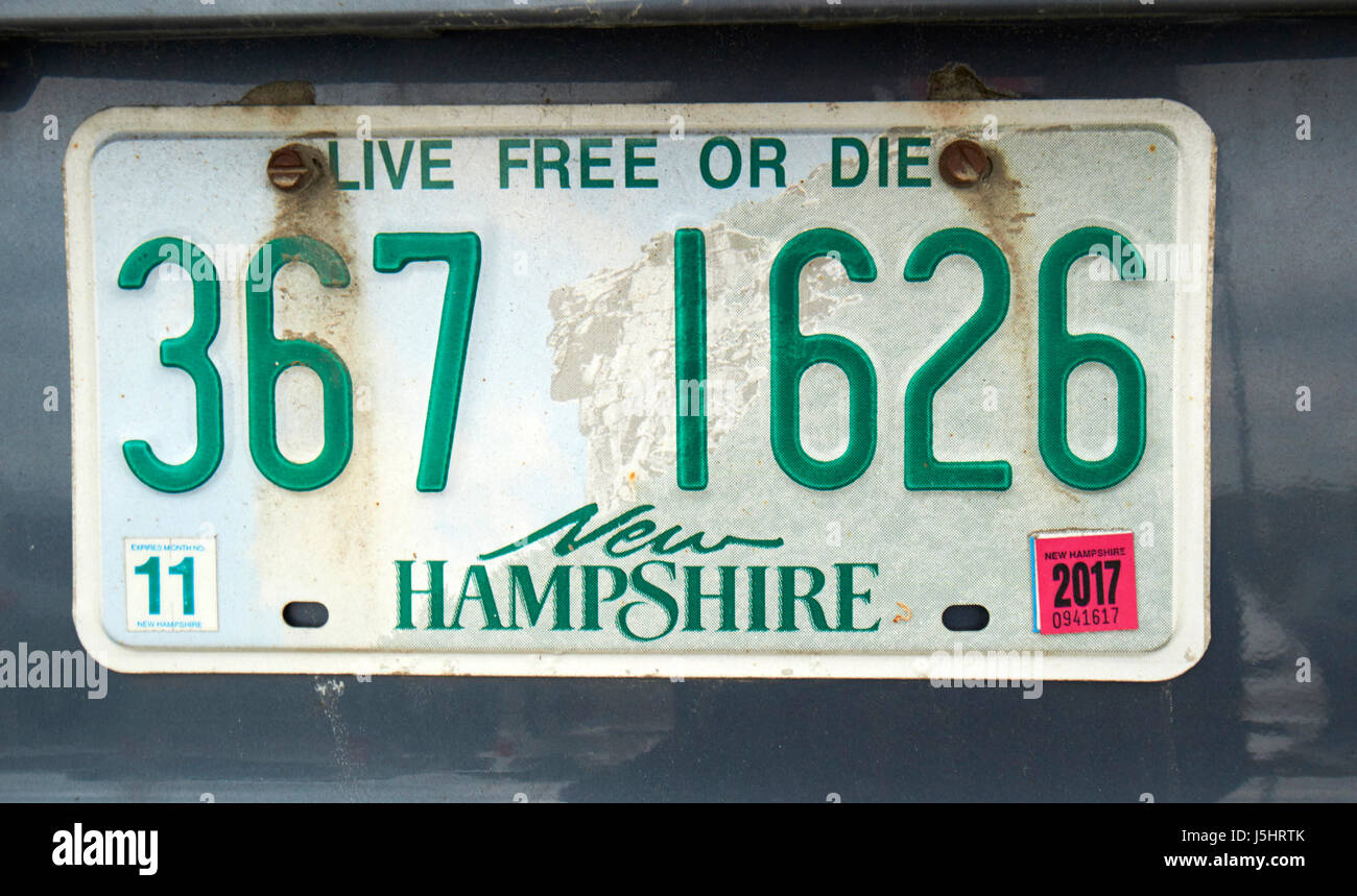 Le New Hampshire vivre libre ou mourir de la plaque d'Etat des Etats-Unis Banque D'Images