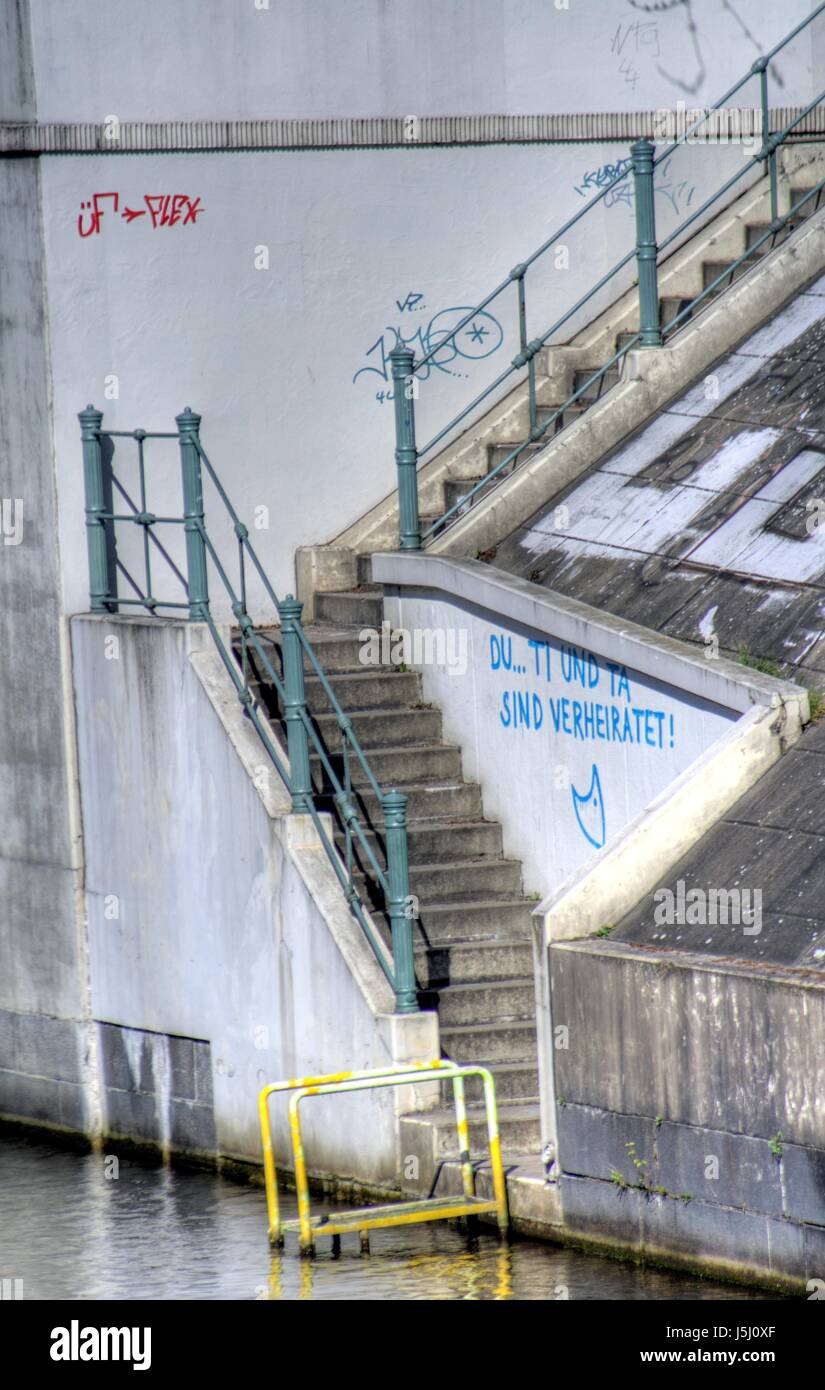 Pont escalier balustrade de Berlin de l'eau turquoise filtre neuklln lohmhlenbrcke Banque D'Images