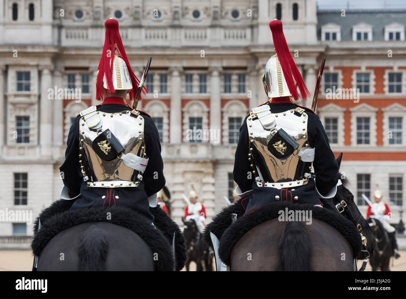 Household Cavalry. Changement de la garde à Horse Guards Parade, London, UK Banque D'Images