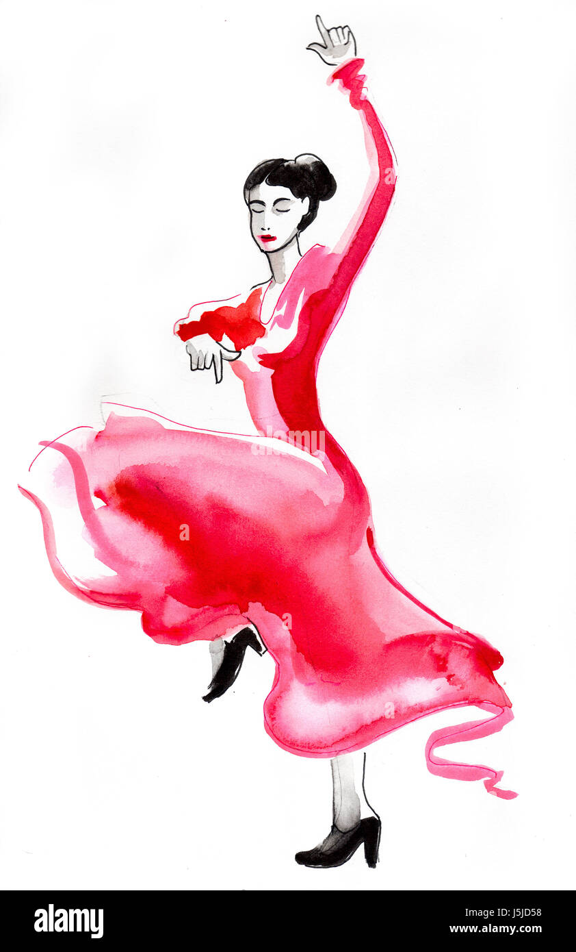 Danseuse de flamenco aquarelle Banque D'Images