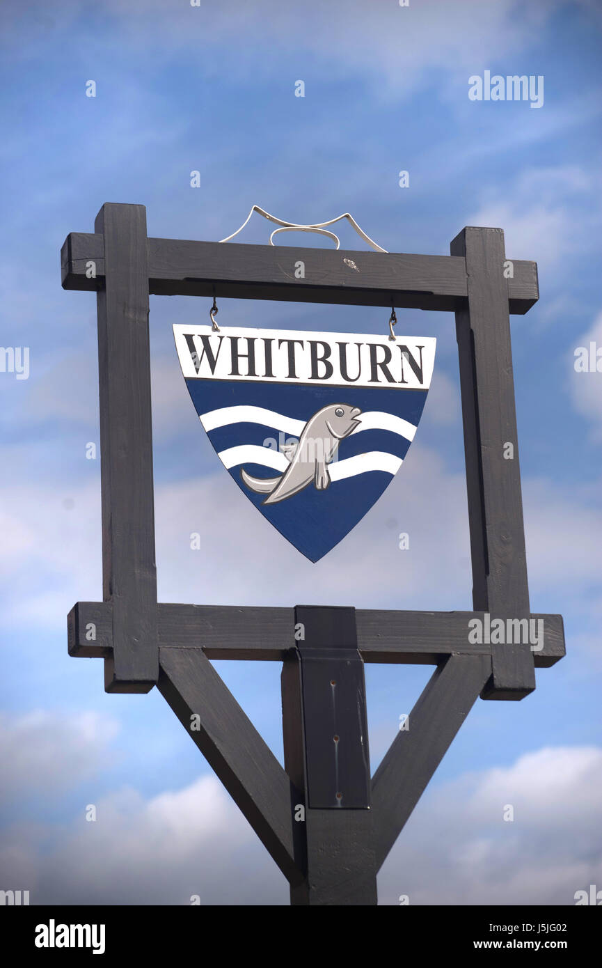 Panneau pour Whitburn village, South Tyneside Banque D'Images
