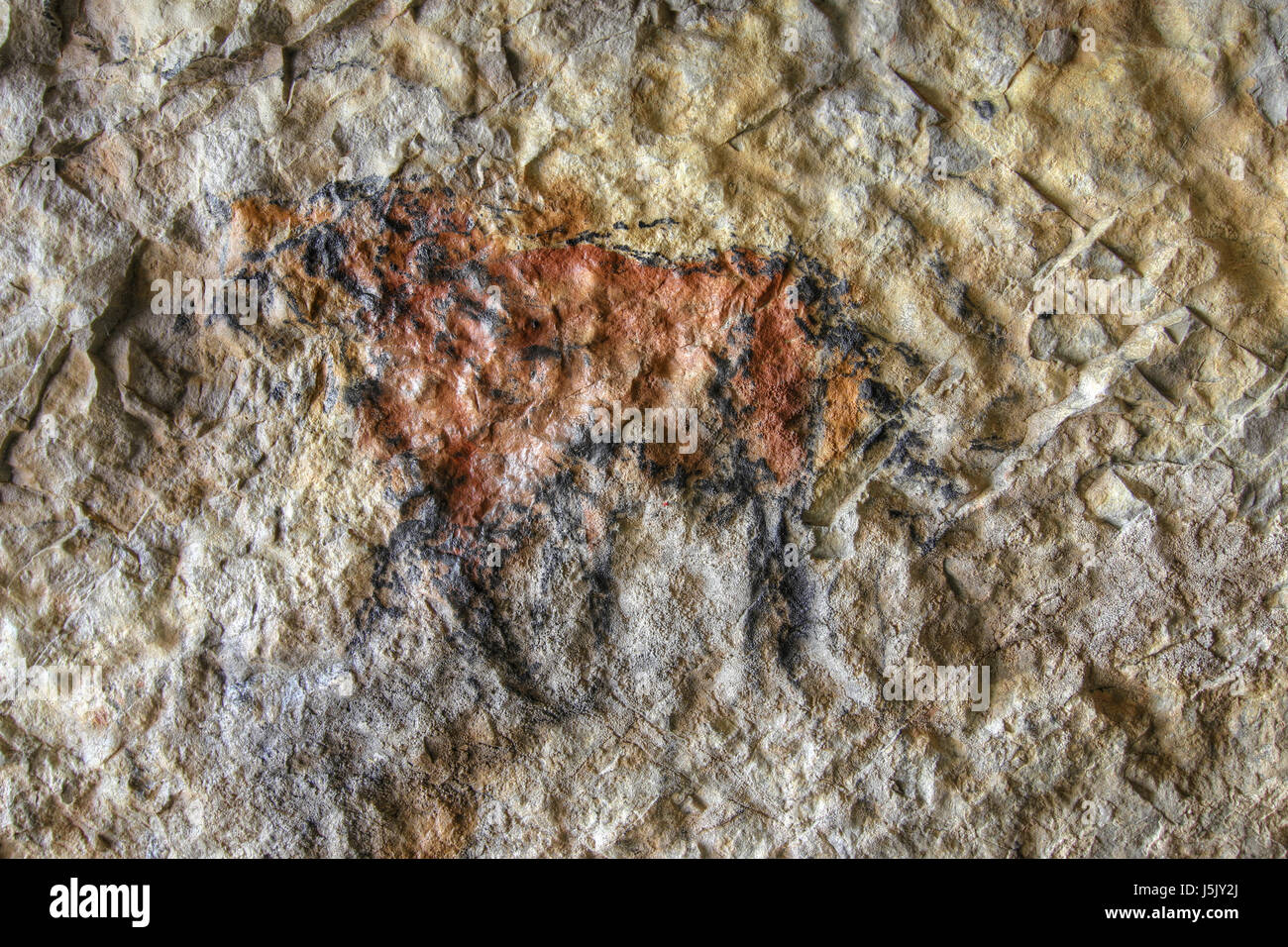 Grotte préhistorique en peinture style - détail Banque D'Images