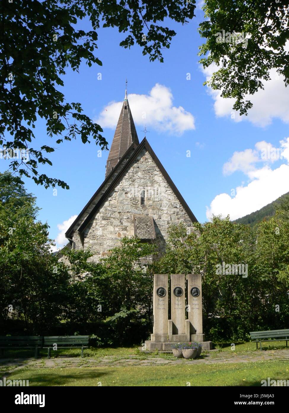 Monument de l'église octogonale Scandinavie Norvège sculpture artiste peintre vieux voss Banque D'Images