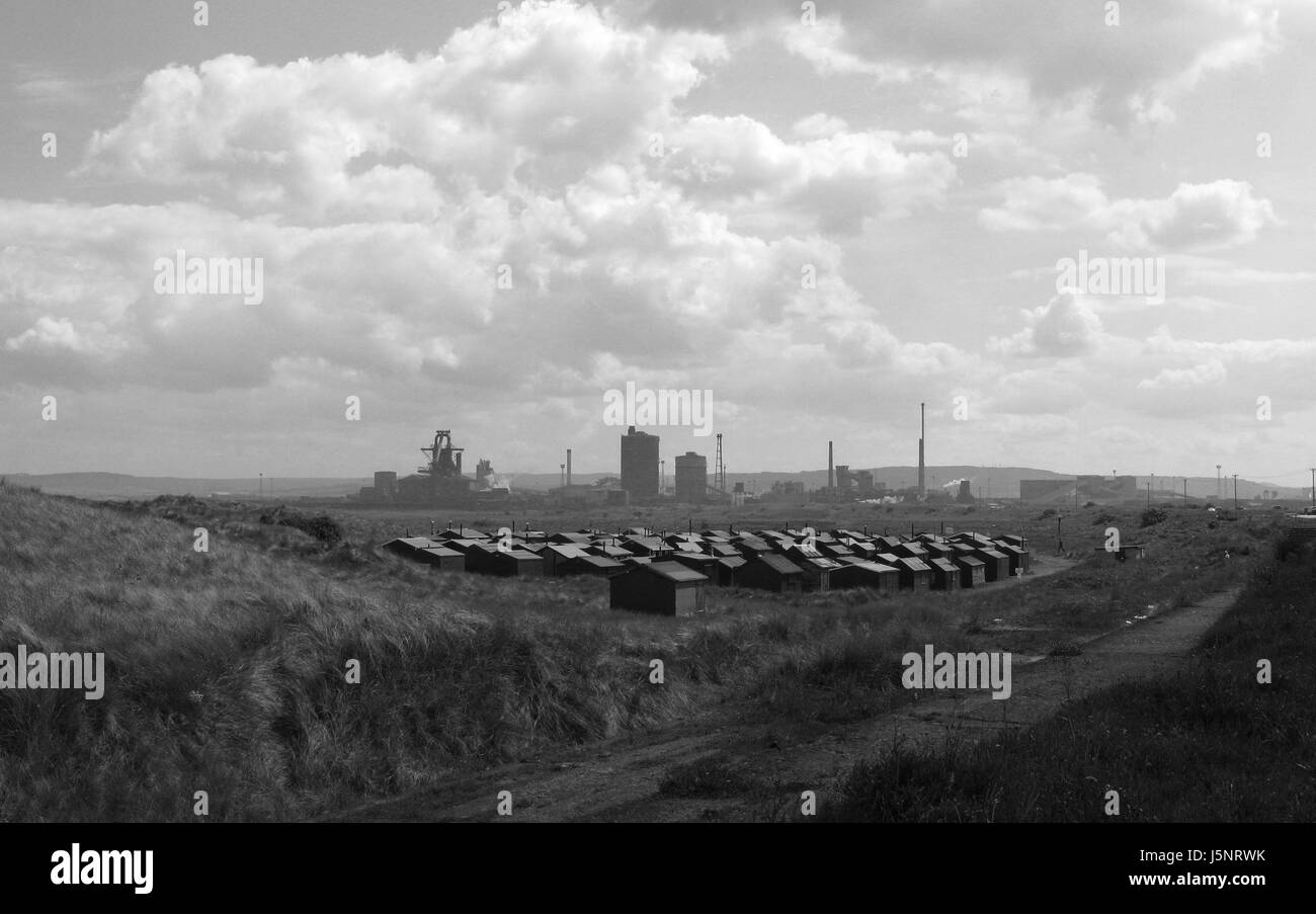 Cabanes de pêcheurs Gare du Sud Yorkshire UK Banque D'Images