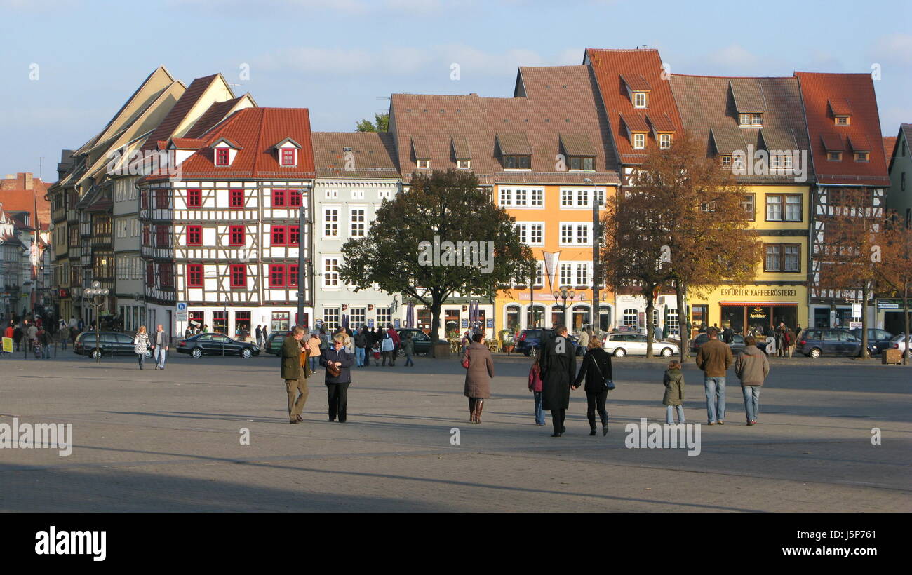 Le quartier historique d'Erfurt cityscape Banque D'Images